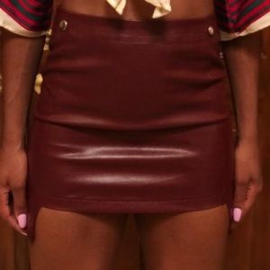 Come Hither Burgundy Faux Leather Skirt